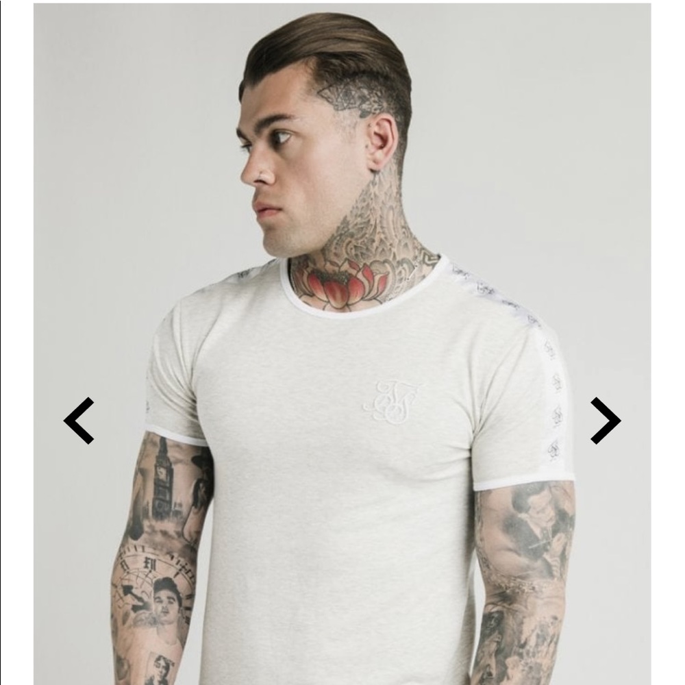 SikSilk Men’s S/S Ringer Gym Tee – Snow Marl